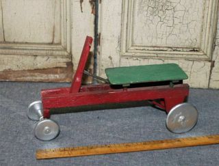 Vtg Toy Miniature Folk Art Self Propelled Irish Mail Cart Pedal Car