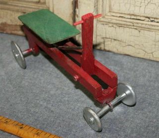 Vtg Toy Miniature Folk Art Self Propelled Irish Mail Cart Pedal Car 3