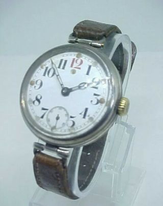 Large Antique Ww1 Officers Pilot Solid Silver Trench Watch