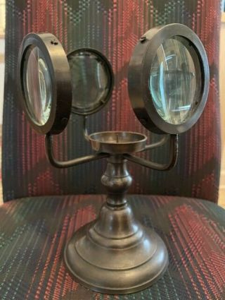 Gatco Antique Brass 4 Point Magnifying Glass Candle Holder