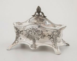 Art Nouveau Jugendstil Wmf Silverplate Pewter Jewelry Box Casket