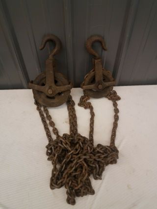 Antique Differential Block 1/2 Ton Chain Hoist Block And Tackle Pulley