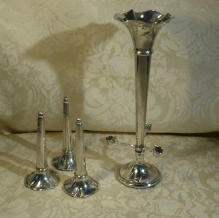 Antique Solid Silver Epergne Table Centre Vase Hallmark 1919 Birmingham H&H 7.  5 