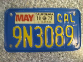 1970 California Motorcycle License Plate,  1979 Validation,  Dmv Clear,  Ex