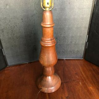 Vintage Turned Mahogany Wood Table Lamp Base Classical Design In