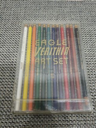 12 Vtg Berol Eagle Verithin Colored Pencils Mixed Colors Assorted W/ Case