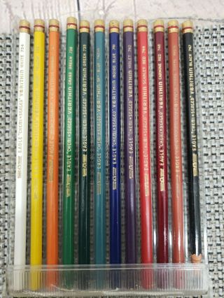 12 Vtg Berol Eagle Verithin Colored Pencils Mixed Colors Assorted W/ Case 2