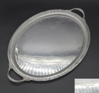Large Heavy Mappin & Webb Fluted Gallery Butlers Serving Tray 23 " Silver Plated