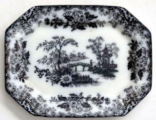 13.  25 " Antique Chusan Pattern Flow Black Mulberry Ironstone Platter By Holdcroft