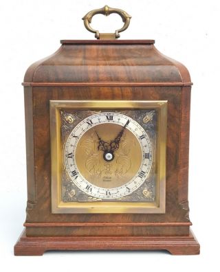 Elliott Figured Walnut Bracket Clock Of Small Proportions