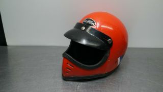 Vintage Griffin Dot Red Motorcycle Helmet 1990 