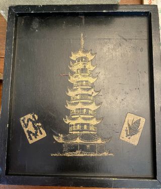 Antique Chinese Mah Jong Game Set 144 Bone Bamboo Tiles In Black Wood Box 1920’s