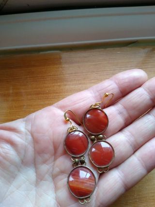 VINTAGE AGATE Dangle drop earrings made from an old Victorian broken bracelet 3