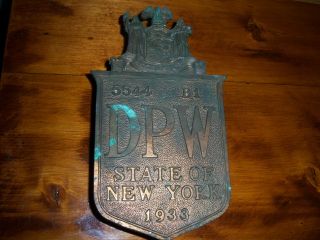 Antique 1933 York State Dpw Bronze Bridge Plaque 5544 B1