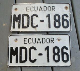 Rare Hard To Find South America Ecuador Metal Licence Plates