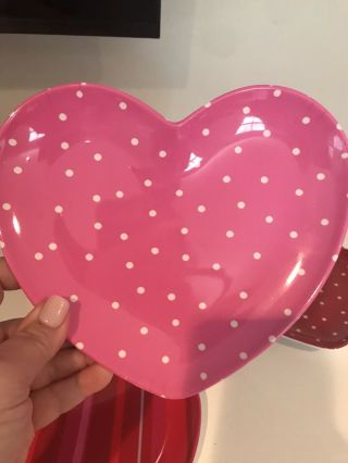 Vintage NIB Pottery Barn Kids Heart Valentine’s Melamine Plates 3