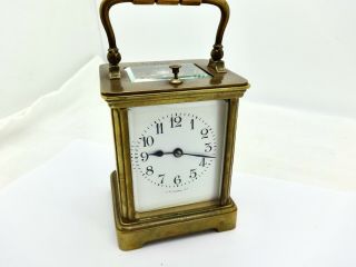 Antique 1903 J.  E.  Caldwell Retail French Gilt Bronze Chiming Carriage Clock,  Runs