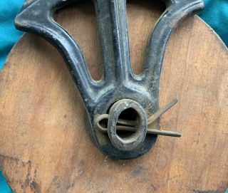 Vintage Wood And Iron Barn Pulley OK 8A 9A 3