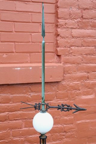 Antique Lightning Rod Stand With Copper Lightning Rod Weathervane Glass Ball