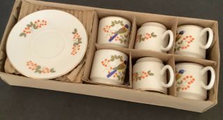Vintage Royal Rorzelan Demitasse Espresso Set Of 6 Cups & Saucers Birds Euc