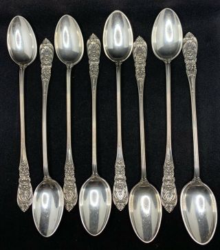 Set Of 8 International Richelieu Sterling Iced Tea Spoons 7 1/2” No Monogram