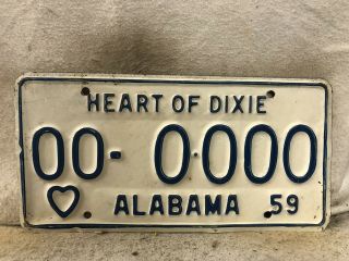 Vintage 1959 Alabama Sample License Plate