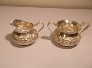 Vintage S.  Kirk & Son Sterling Silver Sugar Bowl And Creamer (hand - Crafted) 254