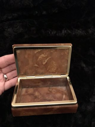Vintage Alabaster Hand Carved Jewelry Box Made In Italy 4 Inches