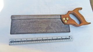 Vintage 12 " Steel Backed Tenon Saw,  Very Old Tool