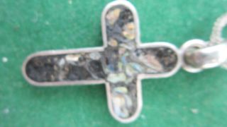 Vintage 925 Silver And Mosaic Cross on chain 3