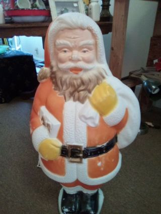 Vintage Poloron Christmas 31 " Santa Claus With List Lighted Blow Mold