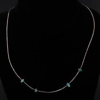 Vtg Sterling Silver - Navajo 1mm Turquoise Stone Bead 18 " Necklace - 3g