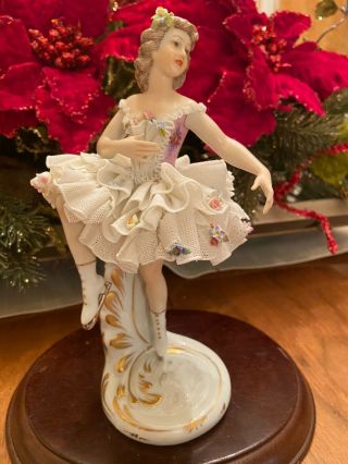 Tall,  Dresden,  Lace,  Luigi Fabris,  Collectible,  Volkstedt,  Dancer.  Victorian Italy