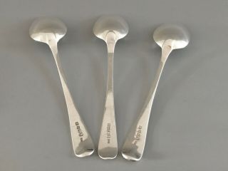 3 Large 8” Antique 19th C Hallmarked Scottish Sterling Silver Spoons / 179g 2