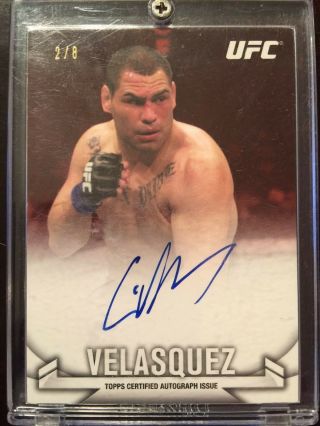 2013 Topps Ufc Knockout Ruby (red) Autograph Card Cain Velasquez 2/8