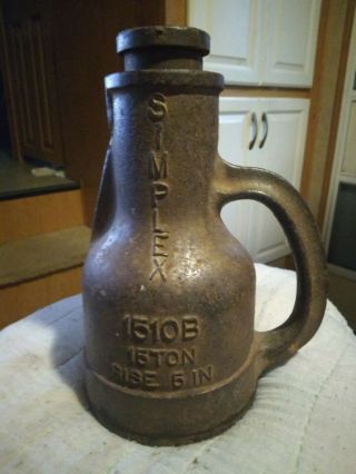 Vintage Antique Simplex 15 Ton Railroad House Ratcheting Bottle Jack 1510b