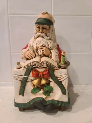 Vintage Christmas Candy Jar Santa Claus Ceramic 2pc Candy Father Christmas