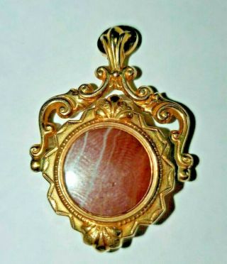 Antique Victorian Watch Fob Gold Fill With Carved Dog And Agate 2