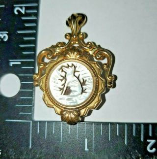 Antique Victorian Watch Fob Gold Fill With Carved Dog And Agate 3