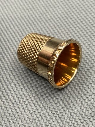 Antique Ketcham & Mcdougall Solid 14k Gold Thimble Size 7 No Mono Scroll 4.  7g