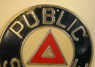 RARE - ANTIQUE 1930`S PUBLIC SERVICE METAL ADVERTISING SIGN - BRIGHT COLOR BUS CO.  ? 2