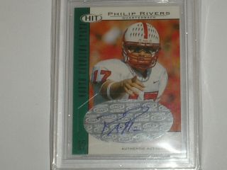 Philip Rivers Auto 2004 Sage Hit Silver Rookie Rc Bgs 8.  5 10 Autograph Nc State