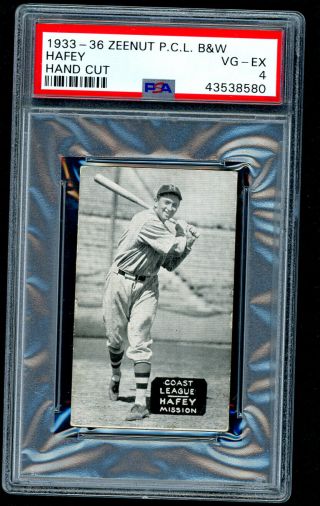 1933 - 36 Zeenut Pacific Coast League Baseball Card - Hafey (mission) Psa 4 Vg/ex