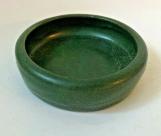 Antique 1900 ' s Hampshire Pottery Arts & Crafts Low Bowl Green Matt Glaze 2