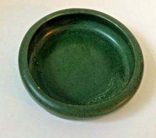 Antique 1900 ' s Hampshire Pottery Arts & Crafts Low Bowl Green Matt Glaze 3