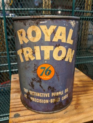 Vintage Union 76 Royal Triton Motor Oil 1 Quart All Metal Can