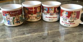 4 Vintage Ceramic Campbells Kids Coffee Mug Soup Bowl 1993 By Westwood.  $25