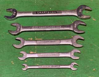 Vintage Craftsman 5 Pc =v= Sae Open End Wrench Set Forged In Usa 1/4 " To 3/4”