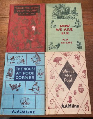 Vintage Set Of 4 Books From 1950 Winnie The Pooh Series By A.  A.  Milne