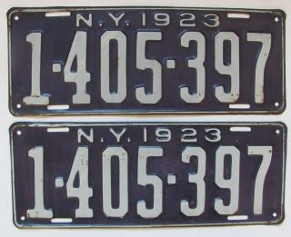 1923 York Car License Plates Set